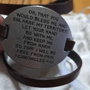 Brown Leather Inspirational Bracelet